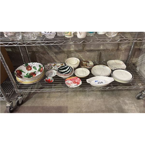 SHELF OF ASSORTED PLATES & BOWLS