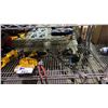 Image 3 : SHELF LOT OF ASSORTED ITEMS INCLUDING DEWALT CORDLESS DRILL AND DISK CUTTER AND MAKITA DRILL,