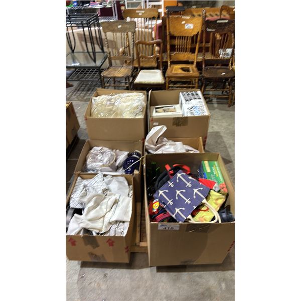 PALLET OF HOUSEHOLD ITEMS: PILLOW COVERS, LAMPS, BEDDING, FISKARS FAUCET, GARDEN SPRAYER & MORE