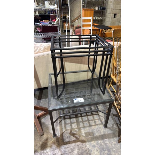 METAL GLASS TOP SIDE TABLE & METAL SIDE TABLE BASE