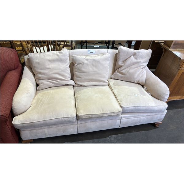 SUEDE SOFA WITH ROLLED ARMS