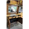 Image 3 : ARTS & CRAFTS STYLE OAK 2-DOOR/2-DRAWER SIDEBOARD WITH MIRROR: RIGHT SIDE SHELF NEEDS REPAIR