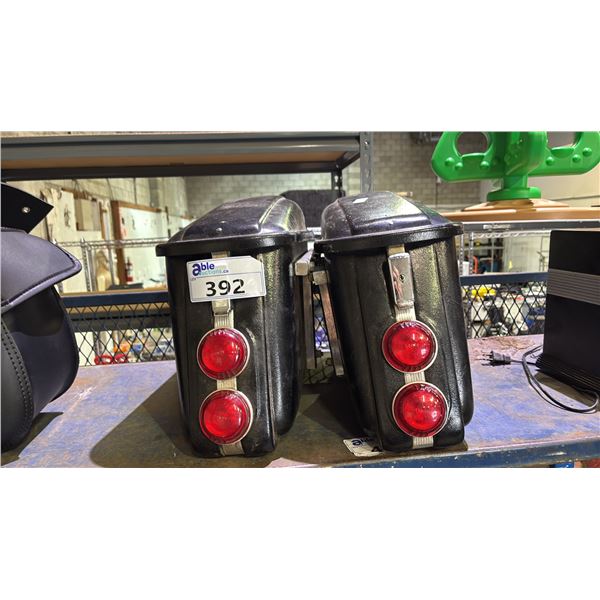 (2) BLACK HARD-SHELL MOTORCYCLE SADDLEBAGS