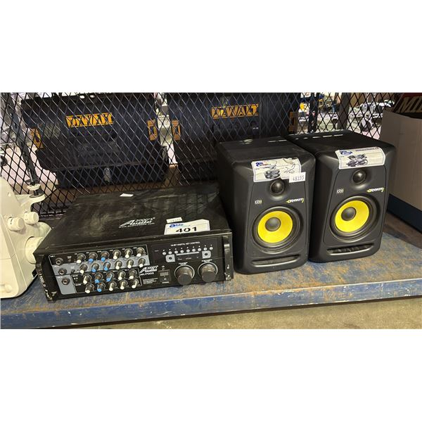 AUDIO 2000'S 16-BIT DIGITAL KEY CONTROL & (2) KRK ROKIT 5 SPEAKERS *NO POWER CORDS*
