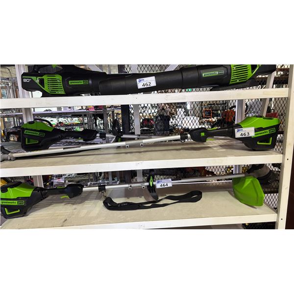 (2) GREENWORKS PRO CORDLESS TRIMMERS *NO BATTERIES/NO CHARGERS/NO DEBRIS GUARDS/WORKING CONDITION
