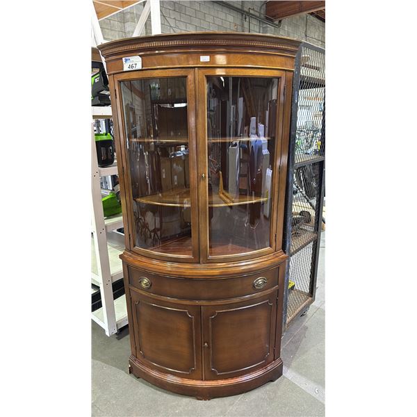 MAHOGANY CURVED FRONT CORNER CABINET
