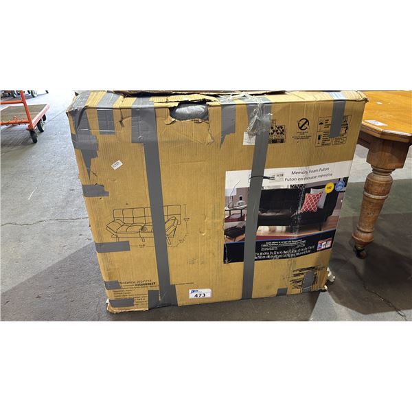 BLACK FABRIC UPHOLSTERED MEMORY FOAM FUTON *IN BOX*