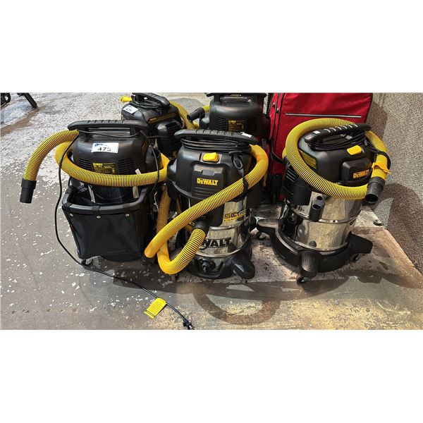 (3) DEWALT STAINLESS STEEL WET/DRY VACS *WORKING CONDITION UNKNOWN/MAY BE MISSING PARTS & OR PIECES*
