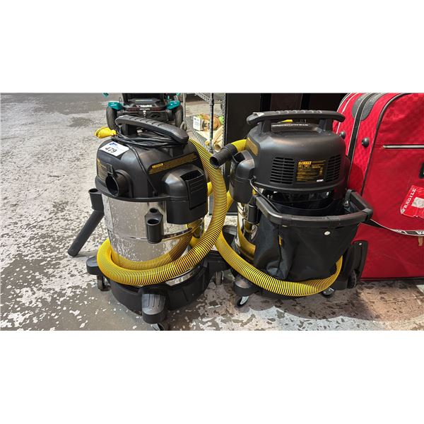 (2) DEWALT STAINLESS STEEL WET/DRY VACS *WORKING CONDITION UNKNOWN/MAY BE MISSING PARTS & OR PIECES*