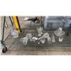 Image 1 : SHELF OF ASSORTED CUT GLASS VASES & DRINKING GLASSES