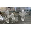 Image 4 : SHELF OF ASSORTED CUT GLASS VASES & DRINKING GLASSES