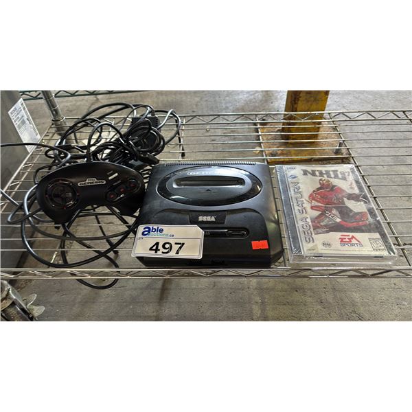 SEGA GENESIS CONSOLE WITH CONTROLLER & SEALED SEGA SATURN NHL 97 GAME