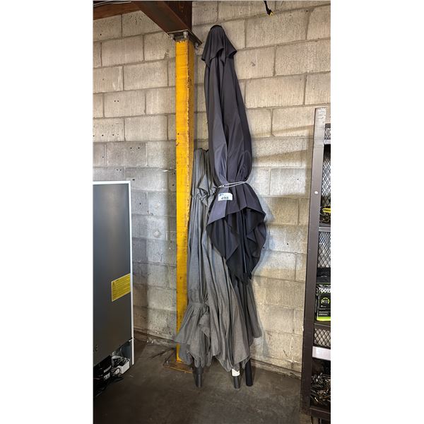 (3) ASSORTED GREY PATIO UMBRELLAS