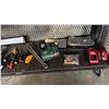 Image 3 : SHELF OF ASSORTED TOOLS: SCREWDRIVERS, MEASURING TAPE, SOCKET WRENCHES & MORE