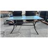 Image 2 : GLASS TOP PATIO TABLE WITH METAL BASE & FRAME:  *MAY BE MISSING PARTS & OR PIECES*