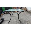 Image 3 : GLASS TOP PATIO TABLE WITH METAL BASE & FRAME:  *MAY BE MISSING PARTS & OR PIECES*