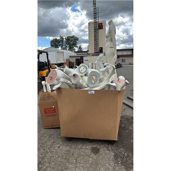 GAYLORD BIN & 2 BOXES OF ASSORTED MANNEQUIN PARTS *MUST TAKE ALL*