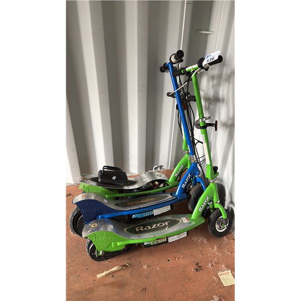 (3) ASSORTED RAZOR FOLDING ELECTRIC SCOOTERS *WORKING CONDITION UNKNOWN*
