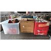 Image 5 : RACK OF ASSTD. ITEMS; POTS & PANS, PUNCH BOWL SET, SHOES, GLASSWARE & MORE *RACK INCLUDED*