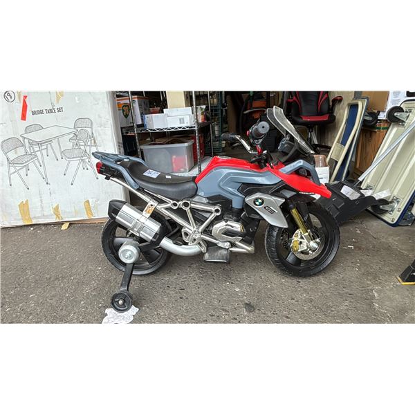 CHILDREN'S BMW RIDE-ON MOTORCYCLE WITH TRAINING WHEELS *WORKING CONDITION UNKNOWN/MAY BE MISSING