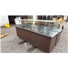 Image 2 : 5' WIDE RETAIL SHOWCASE WITH WOOD BASE GLASS TOP *NO KEY*