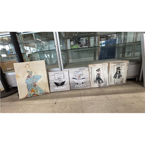 5 ASSORTED CANVAS ARTWORKS