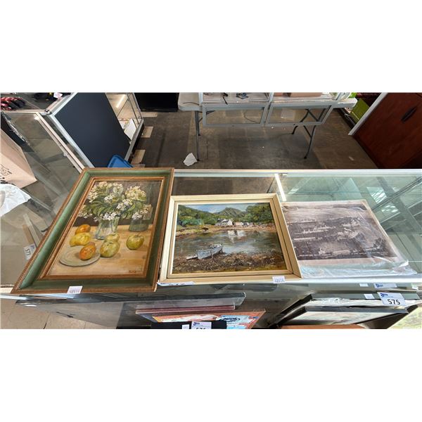 2 FRAMED ORIGINAL OIL PAINTINGS & VINTAGE PHOTOGRAPH