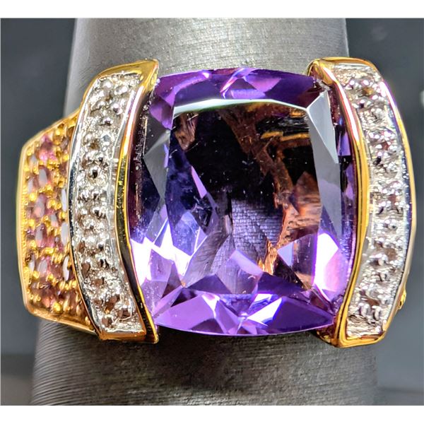 SILVER(7.3G), AMETHYST (APP 6CT) RING, SUGGESTED RETAIL VALUE $460