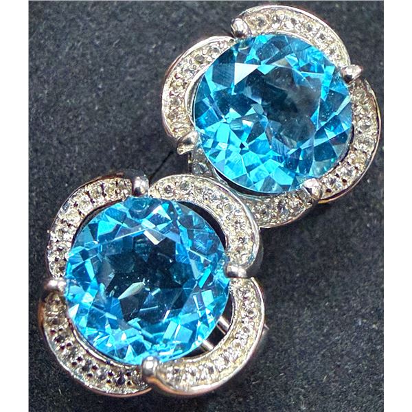 SILVER(4.4G), BLUE TOPAZ (5.5CT) EARRING, SUGGESTED RETAIL VALUE $320