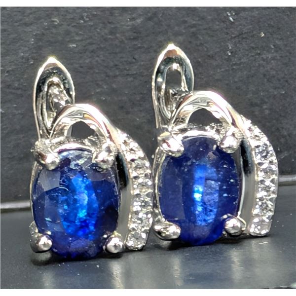 SILVER(3.01G), SAPPHIRE (2CT) EARRING, SUGGESTED RETAIL VALUE $300