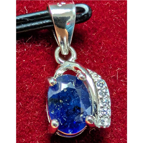 SILVER(1.05G), SAPPHIRE (1CT) PENDANT