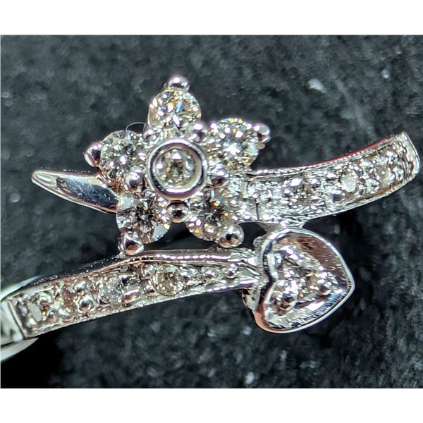 14K(2.02G), NATURAL DIAMOND (0.21CT)RING, SIZE 6.25, APPRAISED INSURANCE VALUE $2105