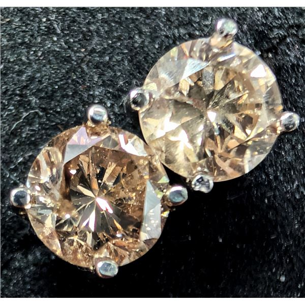 18K(1.1G), NATURAL COLOR DIAMOND (1CT) STUD EARRING, APPRAISED INSURANCE VALUE $3325