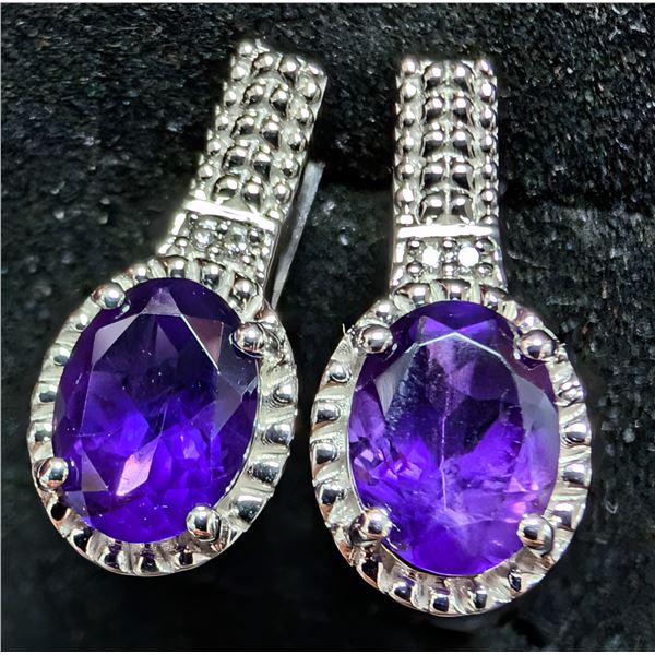 SILVER(5.1G), AMETHYST (3CT) EARRING, SUGGESTED RETAIL VALUE $560