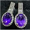 Image 1 : SILVER(5.1G), AMETHYST (3CT) EARRING, SUGGESTED RETAIL VALUE $560
