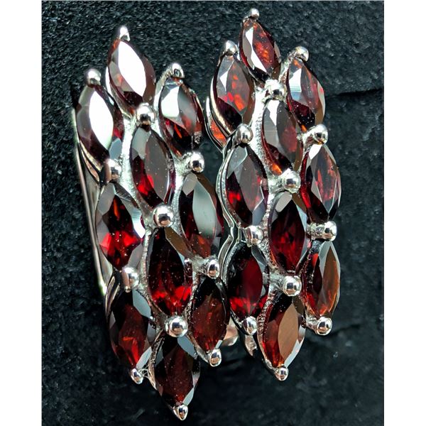 SILVER(5.65G), GARNET (APP 3CT) EARRING, SUGGESTED RETAIL VALUE $440