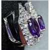 Image 2 : SILVER(5.69G), AMETHYST (3CT) EARRING, SUGGESTED RETAIL VALUE $440