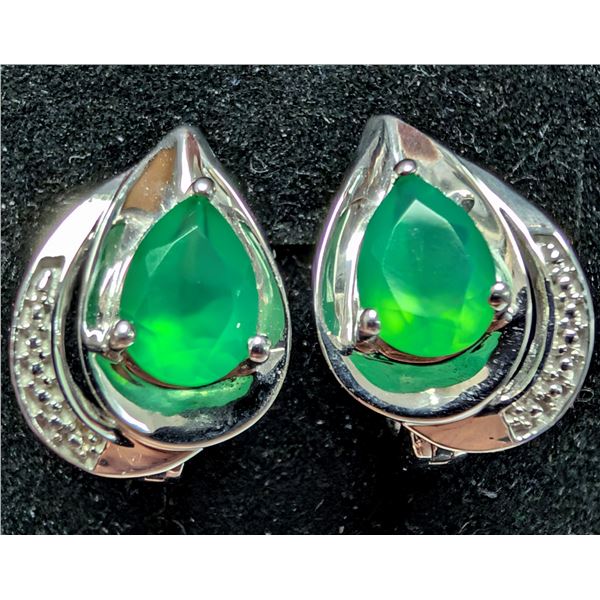 SILVER(3.98G), GREEN ONYX (APP 2CT) EARRING, SUGGESTED RETAIL VALUE $440