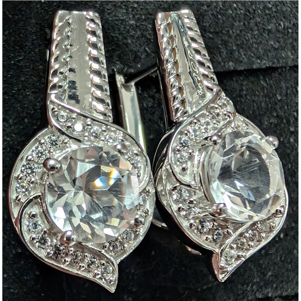 SILVER(4.59G), WHITE TOPAZ (APP 2CT)EARRING, SUGGESTED RETAIL VALUE $400