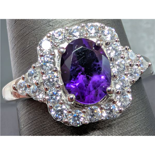 SILVER(3.88G), AMETHYST (1.5CT) RING, SUGGESTED RETAIL VALUE $320