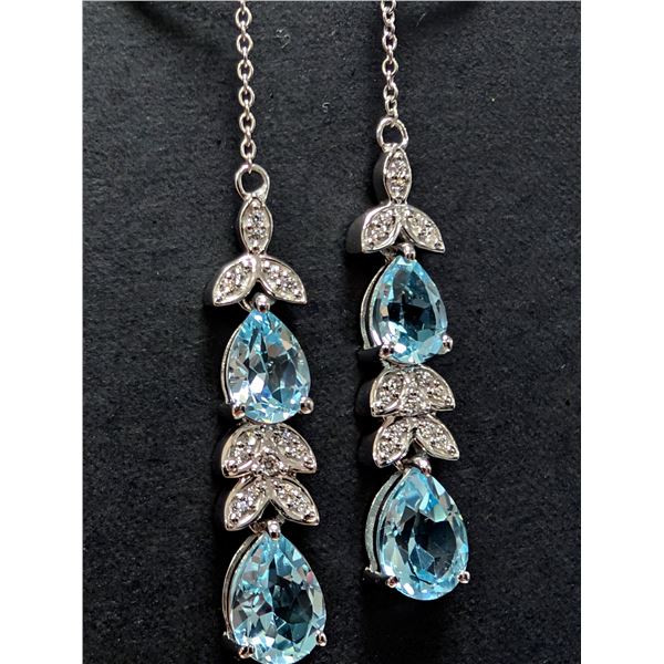 SILVER(4.38G), BLUE TOPAZ (2CT)EARRING, SUGGESTED RETAIL VALUE $320