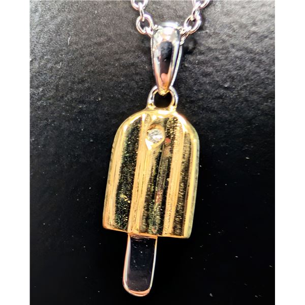 SILVER(3.9G), NATURAL DIAMOND (0.01CT) NECKLACE 15", SUGGESTED RETAIL VALUE $200