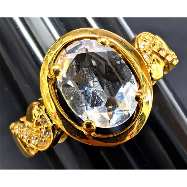 SILVER(2.95G), WHITE TOPAZ (1.5CT) RING, SUGGESTED RETAIL VALUE $240