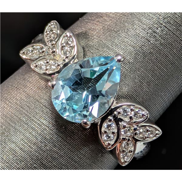 SILVER(3.4G), BLUE TOPAZ (1CT) RING, SUGGESTED RETAIL VALUE $240