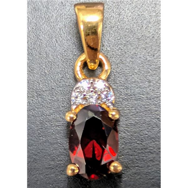 SILVER(0.6G), GARNET (0.5CT) PENDANT