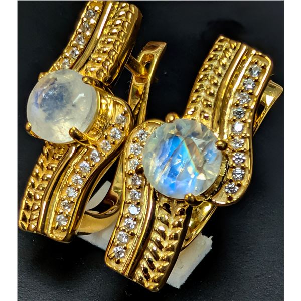 SILVER(5.02G), MOONSTONE (1.4CT) EARRING, SUGGESTED RETAIL VALUE $400