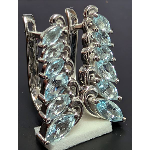 SILVER(5.06G), BLUE TOPAZ (APP 1.5CT) EARRING, SUGGESTED RETAIL VALUE $400