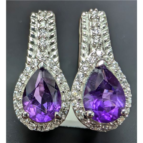 SILVER(4.65G), AMETHYST (APP 2CT) EARRING, SUGGESTED RETAIL VALUE $360