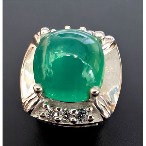 SILVER(1.86G), GREEN CHALCEDONY (APP 1CT) PENDANT
