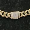 Image 3 : *NEW* 14KT GOLD PLATED 11MM SIMULATED DIAMOND (CZ) ICED OUT CUBAN LINK NECKLACE: 20" LONG